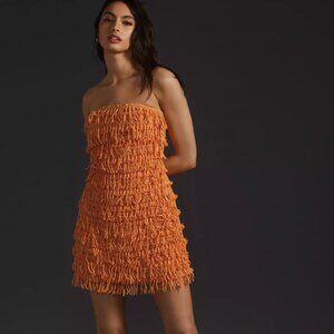 Anthropologie Let Me Be Fringed Tube Mini Dress